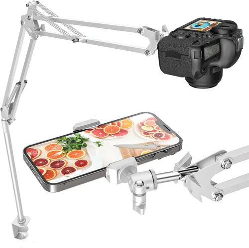 Vista 10 de Soporte de cámara superior, soporte de cámara de escritorio con brazo articulado, capacidad de carga de 5 libras, soporte ajustable de 360°