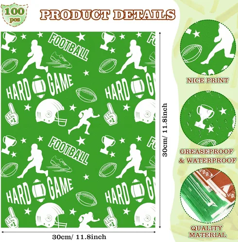 Vista 3 de Pajean 100 bandejas de fútbol para servir: 50 botes de papel para servir alimentos de fútbol americano de 1.1 libras con 50 papeles de revestimiento