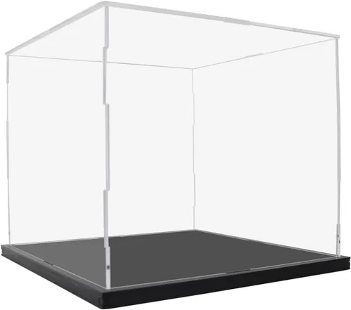 Vista 8 de Vitrina de acrílico transparente para juguetes coleccionables, caja de acrílico para ensamblar, escaparate de protección a prueba de polvo con base