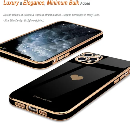 Vista 4 de Teageo Funda para iPhone 11 Pro Max para niñas y mujeres, lindo corazón de amor, cubierta trasera suave, protección completa elevada, protección