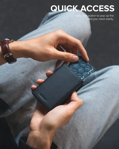 Vista 3 de VULKIT Cartera con bolsillo para monedas, cierre magnético, con ventana de identificación, billetera de cuero para efectivo y tarjetas de crédito