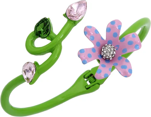 Vista 2 de Betsey Johnson Pulsera con bisagras de flores, Metal Vidrio, Sin gemas.