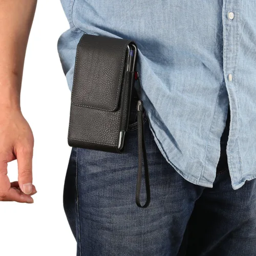 Vista 8 de Funda de cuero vertical para hombre con 2 bolsillos con clip para Samsung Galaxy Note 20/Note20 Ultra/S23 Ultra/S22+/S21
