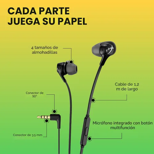 Vista 6 de HyperX Cloud Earbuds II – Controladores de 14mm, cuatro almohadillas, estuche de transporte de carcasa dura, enchufe de perfil bajo de 90°, enchufe