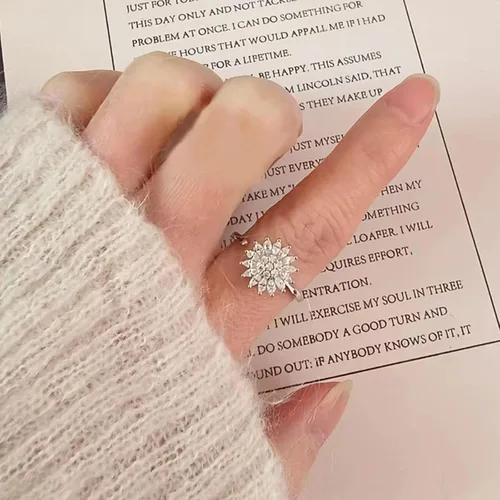 Vista 22 de Sunflower Ring Spinning Fidget Rings for Anxiety Open Adjustable Spinner Sun Ring Creative Relieving Stress Rotating Jewelry