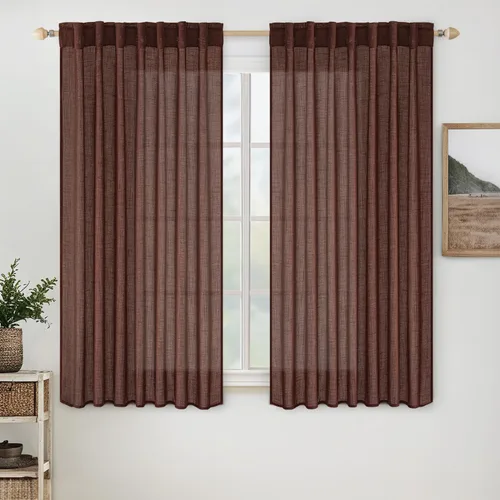 Vista 55 de MIULEE - Cortinas semitraslúcidas suaves y gruesas con textura de lino para cocina y ventana de baño, con trabilla trasera y bolsillo para Blanco