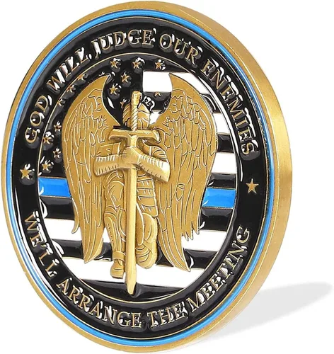 Vista 5 de Glamtune US Saint Michael Police Prayer Challenge Coin State Trooper Gifts