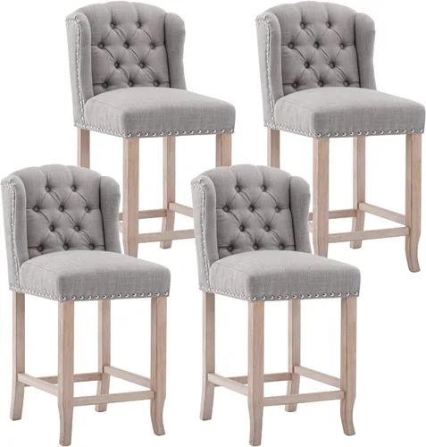 Vista 13 de HEAH-YO Modern Couonter - Juego de 2 taburetes de bar de 26 pulgadas de altura de mostrador con respaldo y patas de madera, taburete de cocina