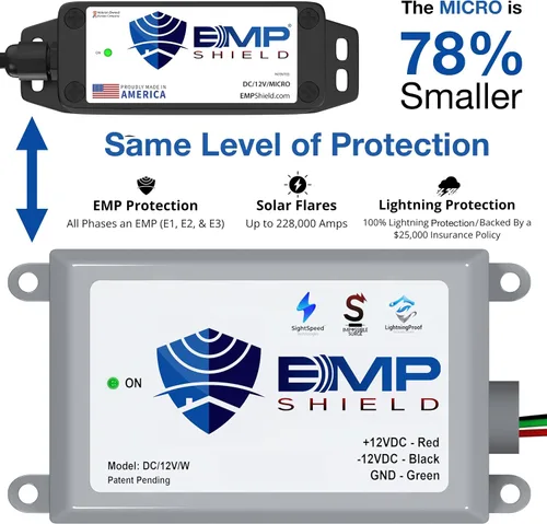 Vista 2 de EMP Shield Micro - Protección EMP para vehículos de 12 voltios CC para automóvil, camión y motocicleta (DC-12V-Micro) Lightning, llamarada solar