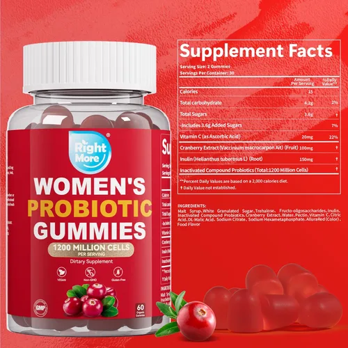 Vista 7 de Gomitas probióticas para mujeres, gomitas de equilibrio femenino, 1200 mil millones de compuestos, apoyo digestivo e inmunológico, apoya la salud