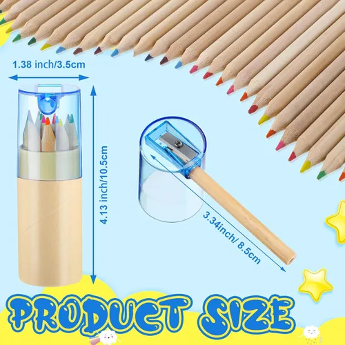 Vista 2 de Fulmoon Paquete de 100 mini lápices de colores con sacapuntas, recuerdos de fiesta de aula a granel, juegos de crayones portátiles para dibujar