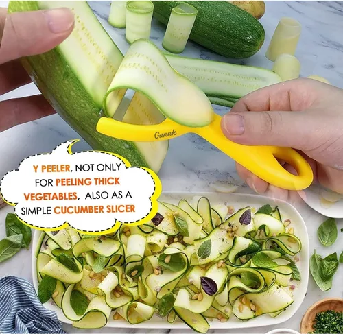 Vista 3 de GANNK Peladores de papas para cocina, pelador Y para manzana, fruta, zanahoria, calabacín, pepino, papas, pelador de verduras de buen agarre que