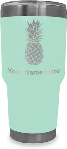 Vista 16 de LaserGram Vaso aislado al vacío de 20 onzas, piña, grabado personalizado incluido (negro)