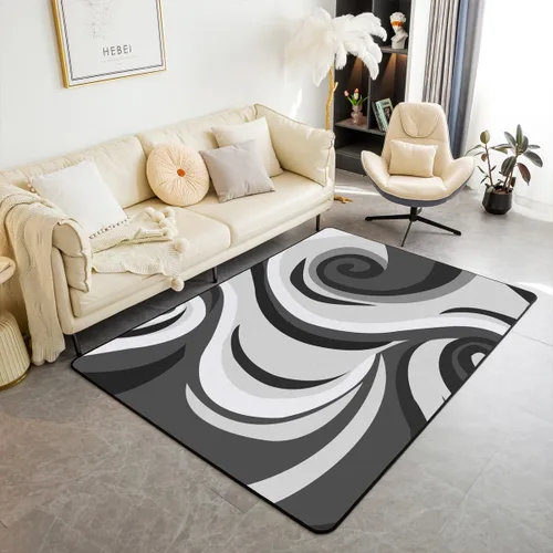 Vista 37 de Alfombra de área en espiral colorida de 3 x 5 pies, abstracta y moderna geométrica, decoración de remolinos, antideslizante, para hombres, mujeres