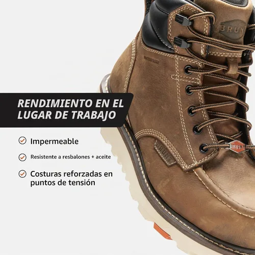 Vista 3 de BRUNT Marin Welted (Soft Toe) - 6" Waterproof Moc Toe Wedge Work Boot - Goodyear Welt Construction - EH & ESR Rated - Oil & Slip Resistant