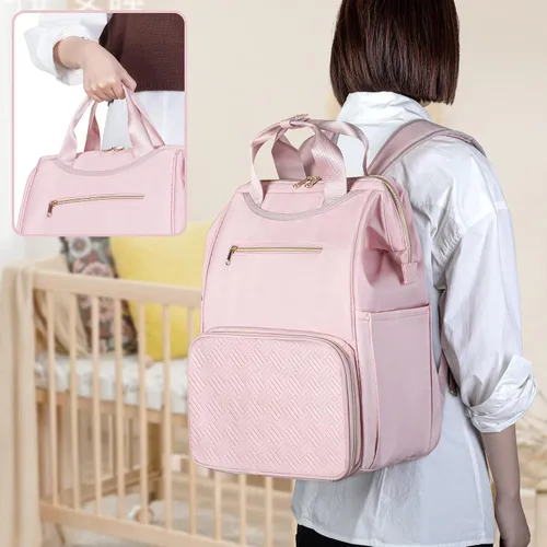 Vista 3 de Fasrom Mochila portátil para sacaleches con enfriador y bolsa de mano, compatible con bombas manos libres Momcozy Medela y Elvie, color rosa