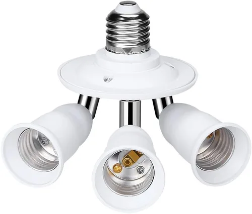 Vista 6 de ELECTOP Divisor de enchufe ajustable E26 E27, soporte de lámpara adaptador de base de bombilla blanca 3 en 1, giro de 360 grados de flexión de 180