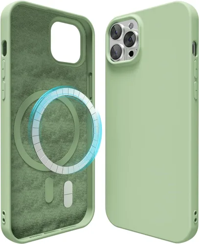 Vista 197 de oakxco Funda de silicona para iPhone 12 Pro Max, magnética, compatible con carga inalámbrica Magsafe, cubierta protectora de goma suave y delgada