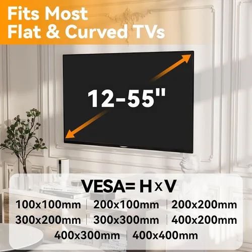 Vista 2 de Soporte de pared para TV sin tachuelas para televisores de 12 a 55 pulgadas, soporte de TV sin taladro que soporta hasta 100 libras, soporte de TV