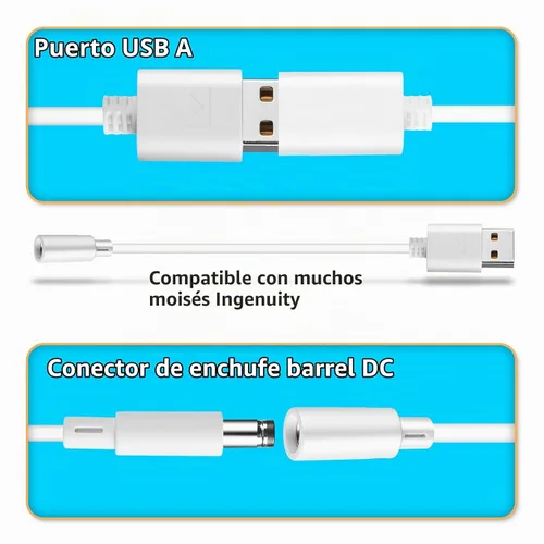 Vista 3 de Adaptador de corriente para columpio de bebé con cable USB, cargador de columpio para bebé apto para Ingenuity Swing para InLighten, InLighten