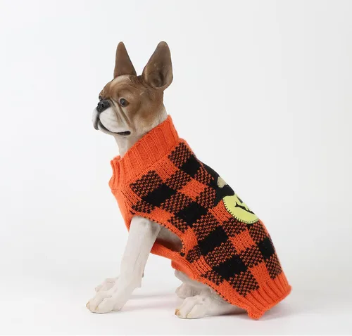 Vista 3 de HAPEE Suéteres de Halloween para perros, ropa fantasmal de calabaza para perros y gatos