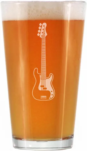 Vista 6 de Vaso de pinta de bajo eléctrico personalizado para cerveza, regalos de música para bajistas, profesores y accesorios musicales para músicos que