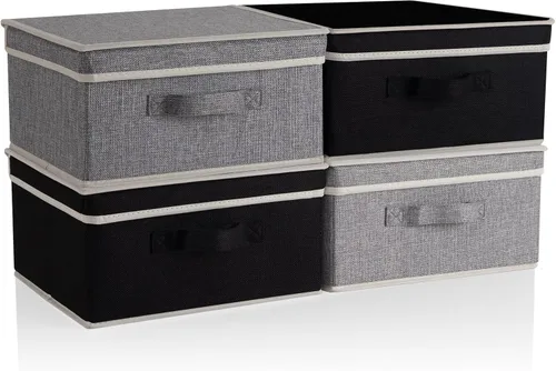 Vista 12 de Organizador de Cubos de Almacenamiento Contenedor 10.5" x 10.5" x 11" Cajas Grandes Canasta de Tela con Asas para Organizar Estantes Armario Ropa