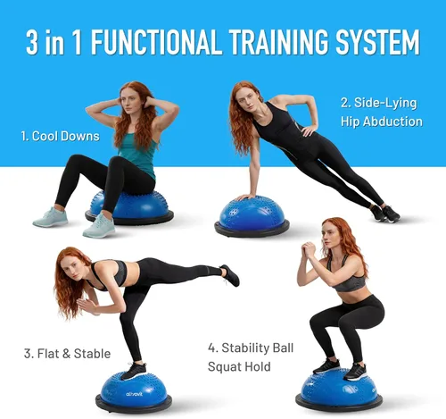 Vista 3 de ATIVAFIT Pelota de equilibrio, media pelota de ejercicio, entrenador de equilibrio, pelota de yoga inflable para entrenamientos de gimnasio en casa