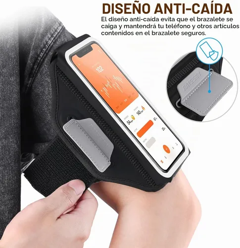 Vista 4 de Brazalete de teléfono para correr con diseño 3D para teléfono celular con bolsillo con cremallera para auriculares, llaves de automóvil, resistente