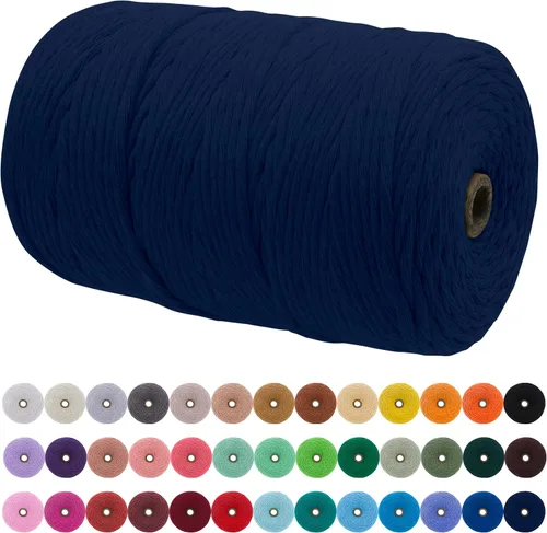 Vista 200 de JeogYong Cordón de macramé de un solo hilo 3 mm x 109 yardas (328 pies) Cuerda de algodón suave Hilo de macramé de 3 mm, suministros de macramé