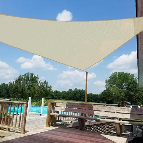 Vista 14 de Windscreen4less Toldo tipo vela triangular de 2 x 2 x 2 pies, para exteriores, bloqueo UV, para patio trasero, porche, pérgola, terraza, jardín Gris