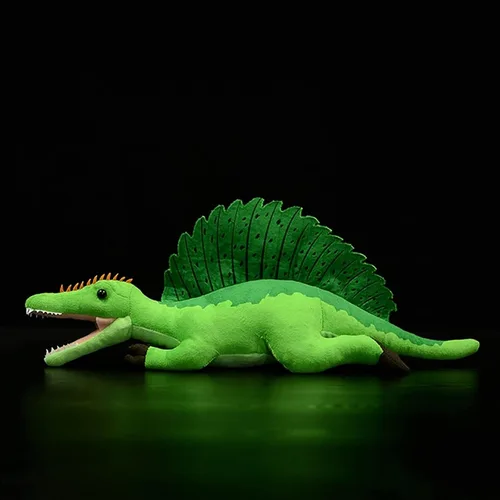 Vista 6 de lilizzhoumax Spinosaurus - Juguetes de peluche realistas de espinosaurio verde, animales de peluche suaves, juguetes realistas de 17.71 pulgadas