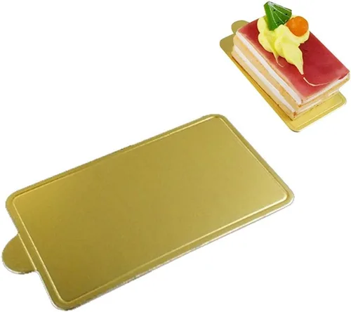Vista 8 de Paquete de 100 mini tablas de base de pastel, juego de cartón redondo y cuadrado para pastel de mousse dorado, ideal para bufé de postres, bodas