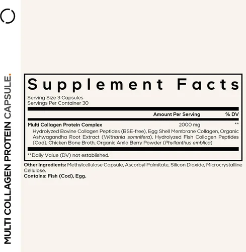 Vista 2 de Codeage Cápsulas de proteína de péptidos de colágeno múltiple, 5 tipos de colágeno, suplemento de píldoras de colágeno bovino hidrolizado e