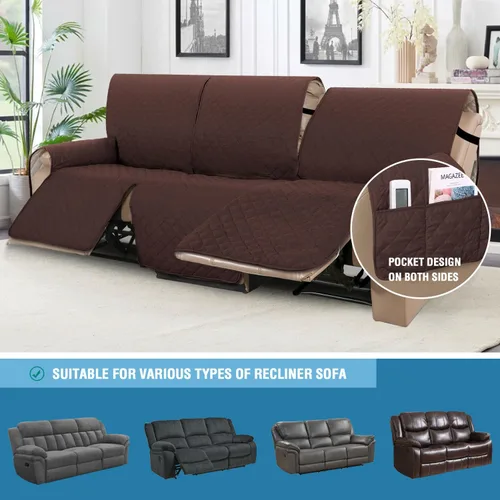Vista 6 de H.VERSAILTEX Funda reclinable 100% impermeable de 1 pieza para sofá reclinable de 3 cojines, funda protectora de muebles con respaldo antideslizante