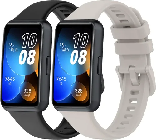 Vista 7 de Paquete de 2 bandas de repuesto impermeables de silicona compatibles con Huawei Band 9/Band 8