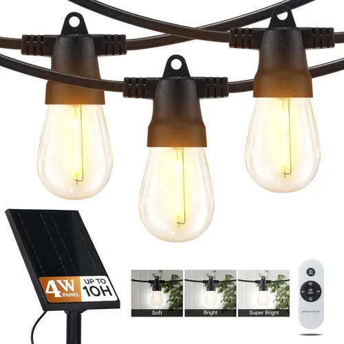 Vista 9 de Brightech Ambience - Cadena de luces híbridas para exteriores, doble enchufe y tira de luces LED impermeables con energía solar para exteriores, 27