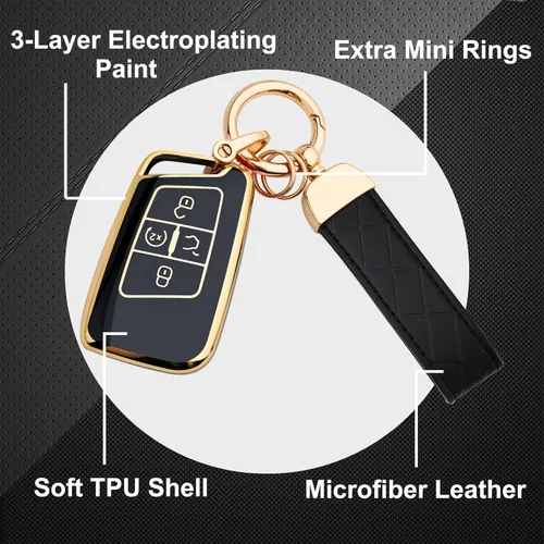 Vista 5 de OLLEN Funda para llavero con llavero, compatible con Volkswagen VW Jetta Tiguan Passat Golf GTI Atlas Alltrack Arteon Taos, para control remoto