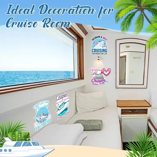 Vista 3 de Hoteam 4 piezas decoraciones magnéticas para puerta de crucero para parejas, imanes náuticos divertidos y resistentes al agua para marido y esposa