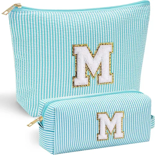 Vista 192 de YOOLIFE Regalos del Día de la Madre para Mujeres, Bolsa de Maquillaje con Iniciales, Bolsa de Maquillaje para Viaje, Bolsa de Maquillaje Negro