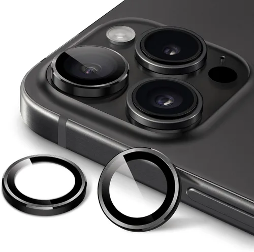 Vista 8 de JETech Protector de lente de cámara para iPhone 15 Pro/15 Pro Max, azul, 1 juego Vidrio templado 9H, cubierta de anillo individual de metal