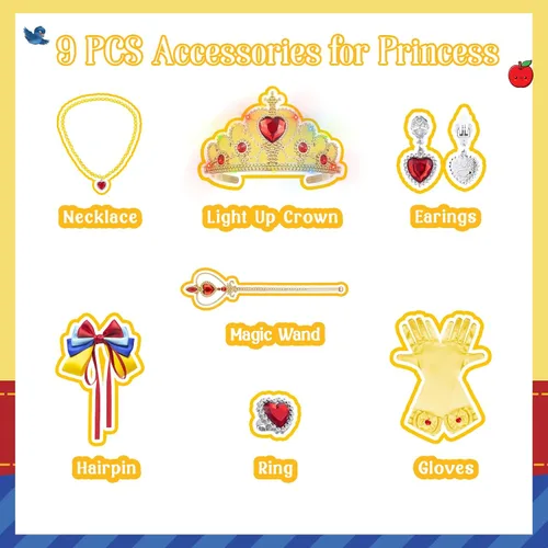 Vista 3 de Nalmits Princess Costume for Girls, Light-Up Dress with Accessories, Fantasy Gown Outfits for Birthday Party