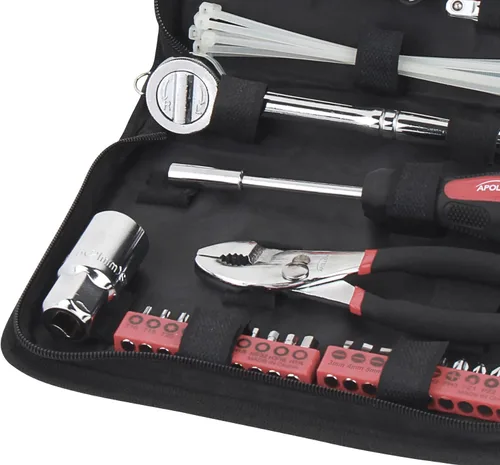 Vista 12 de Apollo Tools DT9774 - Juego de 56 herramientas compactas SAE en estuche con cremallera, juego de herramientas mecánicas pequeñas para emergencias