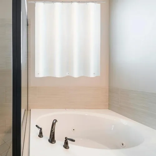 Vista 4 de Forro de cortina de ducha estrecho de 24 x 72 pulgadas con imanes inferiores y clips magnéticos para mantener cerrado, forro de ducha pequeño