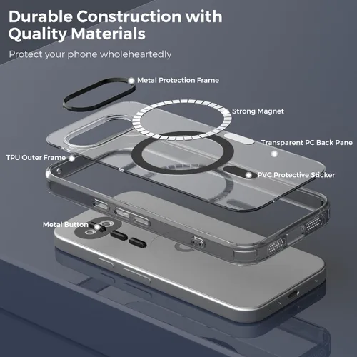 Vista 2 de Funda magnética transparente para Google Pixel 10A de 6.3 pulgadas, antiamarilleo, compatible con MagSafe a prueba de golpes, delgada, para Pixel