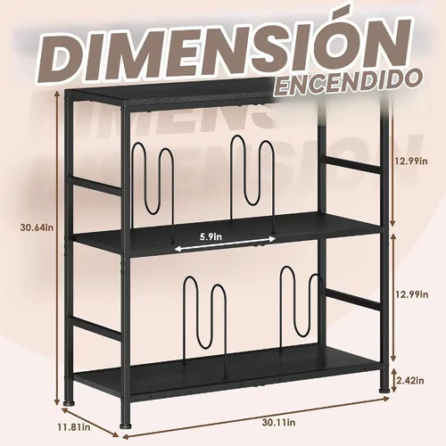 Vista 2 de Sonyabecca Soporte para tocadiscos de 3 niveles con almacenamiento de Negro