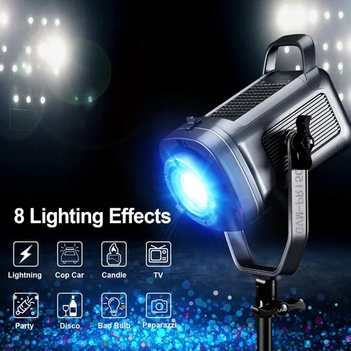 Vista 3 de GVM - Kit de luz de video RGB de 150 W, 2700 K ~ 7500 K, luz de video LED bicolor, kit de iluminación de estudio de fotografía con linterna softbox