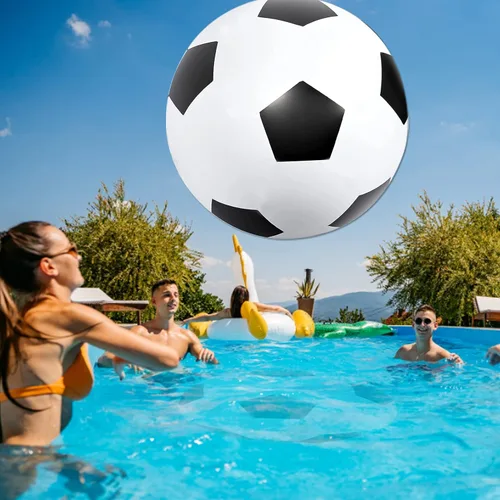 Vista 3 de Pelota de fútbol inflable gigante de 27 pulgadas, pelotas de playa grandes a granel, juguetes de piscina, juguetes de playa, decoración de fiesta