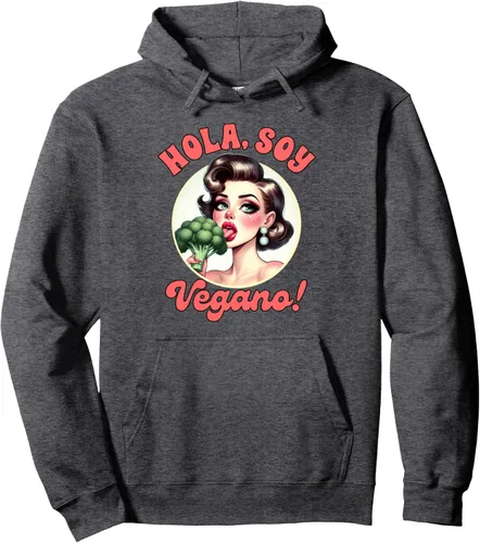 Vista 4 de Vegan Life Vegetarian Broccoli Spanish Hola Soy Vegano Pullover Hoodie