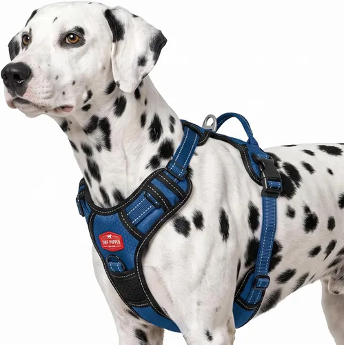 Vista 25 de Tuff Pupper Arnés para perro sin tirones, chaleco resistente para mascotas, clips para correa delantera y trasera, mango de seguridad fuerte
